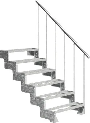 Produktbild von Aussentreppe Pertura Tallis mit Geländer 6 Steigungen Einlegestufen 100 cm Stahl