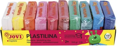 Produktbild von Jovi PLASTILINA Knetmasse 10er Schachtel, je 50g, sortiert