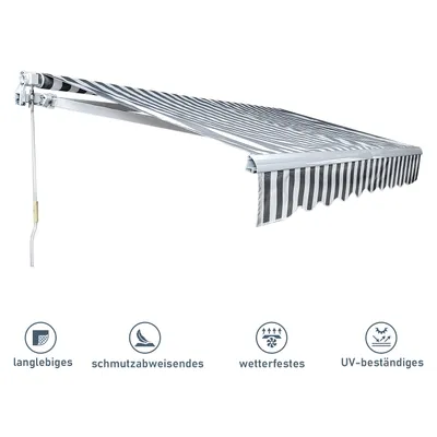 Immagine prodotto di Yakimz tenda da sole tenda a bracci pieghevoli tenda da sole balcone tenda a pinza protezione solare tenda resistente ai raggi UV finestra balconi giardino impermeabile protezione UV bianco 350x300cm