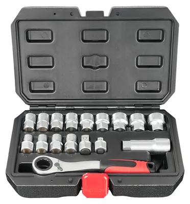 Produktbild von Kompaktes Werkzeugset mit Steckschlüsseln und Nussknöpfen für Reparaturen