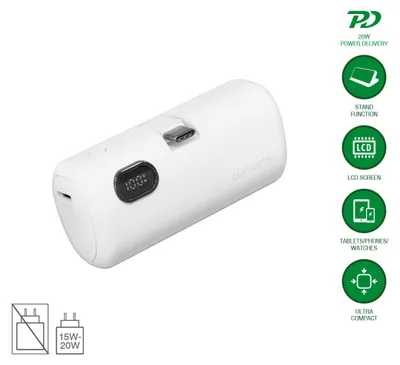 Obrázok produktu pre 4smarts 541657, 5000 mAh, Lithium-ion (Li-ion), Adaptive Fast Charging, Power Delivery 2.0, Programmable Power Supply (PPS), Quick Charge 3.0,..., 3,63 V, Biela