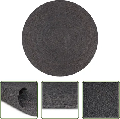 Produktbild von The Living Store Teppich Handgefertigt Jute Rund 90 cm Dunkelgrau