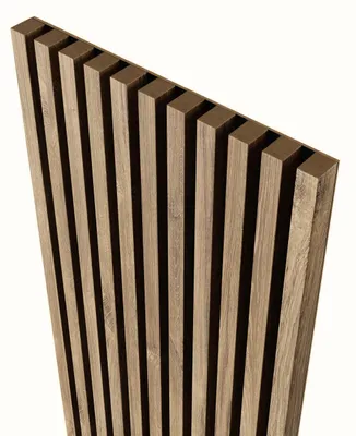 Obrázok produktu pre MEBANO. 4 ks Akustické panely na čiernej doske 240x18,5 cm Dub Stirling MDF lamely drevené obklady moderný dizajn dekorácia steny