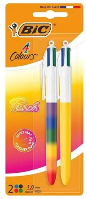 Zdjęcie produktu dla Długopis 4 Colors Punch Rainbow 1 mm mix 2 sztuki BIC