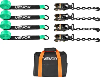 Produktbild von VEVOR Radspanngurt Befestigungsgurt Set (50,8 x 3048 mm) mit Hochleistungshaken & O-Ring & 4540 kg Zugfestigkeit & 1512 kg Tragfähigkeit, Motorrad-Spannsystem Radsicherungsgurt Reifengurt