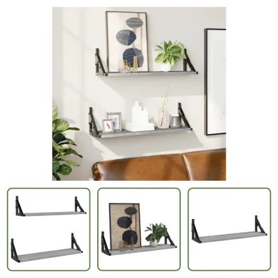 Produktbild von The Living Store Wandregale 2 Stk. Grau Sonoma 60x15x15,5 cm