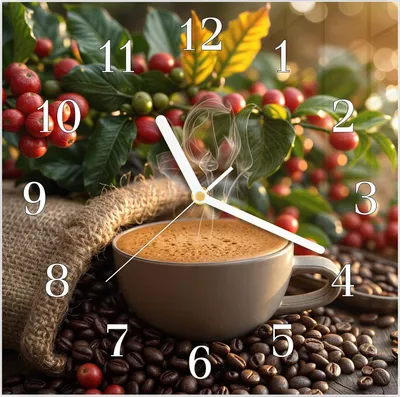 Produktbild von Wanduhr aus Glas mit Motiv Kaffeeerntemorgen- 30 x 30 cm - inkl. Aufhängesystem