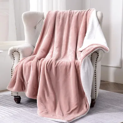 Produktbild von Sherpa-Decke, 220 x 240 cm, rosa, dicke, warme Fleece-Decke als Wohndecke