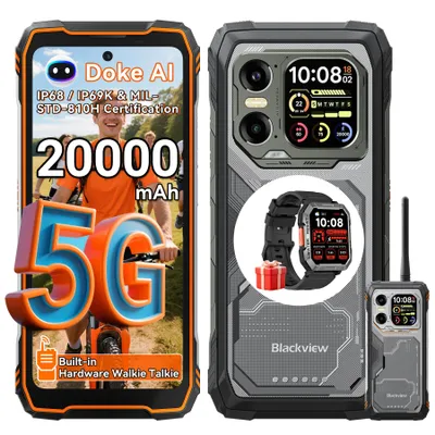 Walkie-Talkie-Smartphone XPLORE 1 von Blackview, Extrem robust (MIL-STD-810H), 20.000 mAh Powerbank-Funktion, 5G-Speed