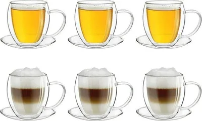 Productafbeelding van Famanu thermosbekers met onderzetters - 250 ml - 6 stuks - Geschenkset