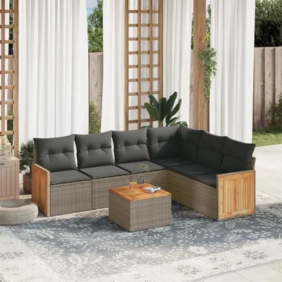 Produktbild von 7-tlg. Garten-Sofagarnitur mit Kissen Grau Poly Rattan 3260093