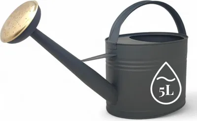 Produktbild von Metallischer 5-Liter-Gartenwasserer für Innen- und Außenbereich aus Metall Blumengieter in Vintage-Design abnehmbarer Spritzschutz in Anthrazit