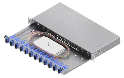 Produktbild von EasyLan LWL-Spleißbox Grade C 19-Zoll 1HE, 12 Ports, 12x SC-Duplex, OS2