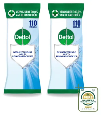 Produktbild von 2 x Dettol Reinigungstücher - 110 Stück - Vorratspackung - 2 Stücke