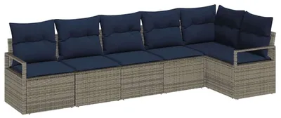 Image de vidaXL Sofa Set 6 pcs Grau Poly-Rattan