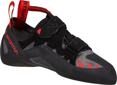 Klett-Kletterschuh "Tarantula Boulder" von La Sportiva in Schwarz und Rot; ideal für Kletterer.