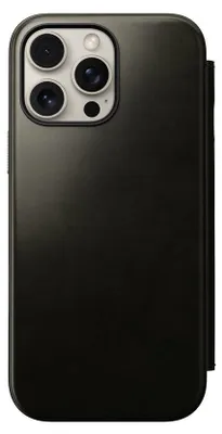 Zdjęcie produktu dla Nomad Modern Horween Leather Folio iPhone 16 Pro Max - Stylowe, funkcjonalne skórzane etui z portfelem - Posiada unikalną patynę - Możliwość ładowania bezprzewodowego i MagSafe