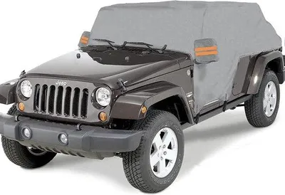 Produktbild von Famanu Autoabdeckung für Jeep Wrangler 4 Türen (1987-2021) - Wasserfest, Kratzfest und UV-Schutz, Grau