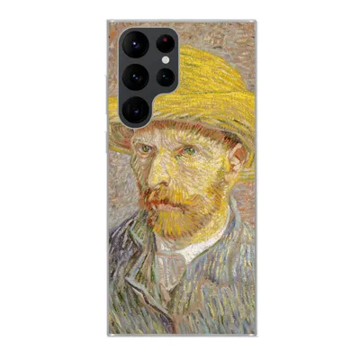Produktbild von MuchoWow® Handyhülle Schutzhülle Hülle für Samsung Galaxy S22 Ultra Selbstbildnis mit Strohhut - Vincent van Gogh Silikon Softcase Handy Hülle - Abbildung