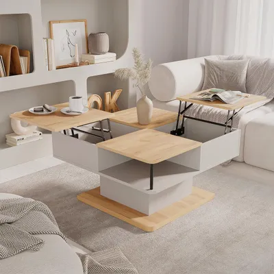Zdjęcie produktu dla Stolik kawowy Vicco Movira Beżowy 80 x 45 cm ze schowkami, Model 59129