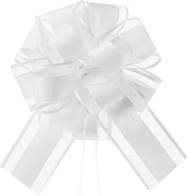Imagen del producto de Cintas decorativas blancas con lazo, paquete de 5 unidades, 85 cm de largo, ideales para decorar automóviles y eventos