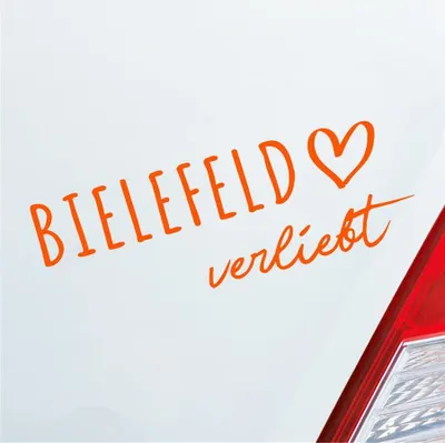 Produktbild von Auto Aufkleber Bielefeld verliebt Herz Stadt Heimat Liebe Car 19x7 cm Orange Sticker Heckscheibenaufkleber