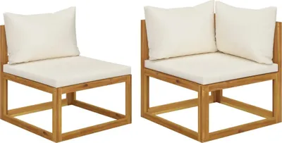 Immagine prodotto di Maison Exclusive - Set divano a 2 posti con cuscini bianco crema in legno massello di acacia