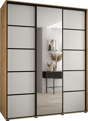 Produktbild von MEBLE KRYSPOL Davos 5 Schrank, drei Türen - 235,2x190x60 cm - Artisan Weiß Schwarz
