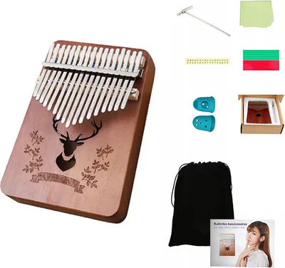 Zdjęcie produktu dla KALIMBA instrument AFRYKAŃSKI pianino kciukowe ZANZA Wystrojona AKCESORIA