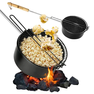 Produktbild von Popcornpfanne für Lagerfeuer und Grill mit langem Griff
