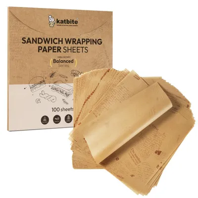 Productafbeelding van Voedselinpakpapier, 100 stuks, 30,5 x 30,5 cm, vetwerend, anti-aanbaklaag, ongebleekt
