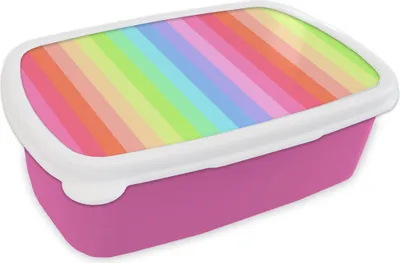 Produktbild von KitchenYeah® Lunchbox Brotzeit Brotdose 17x11 cm Regenbogen - Muster - Pastell Kinder Brotzeitdose - Lunchpaket - Brotkasten  - Sandwich Box