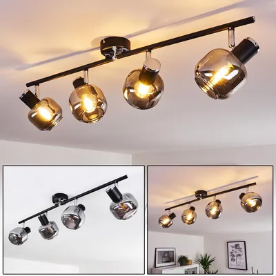 Produktbild von Perito »Perito« Deckenlampe aus Metall/Glas in Schwarz/chrom/Rauchglas