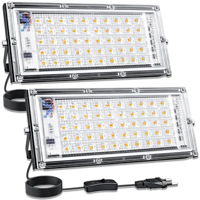LED-Strahler 50W 2er-Set, 3000K warmweiß, IP65, 5000lm