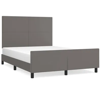 Produktbild von vidaXL Bettgestell mit Kopfteil Grau 140x190 cm Kunstleder