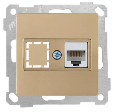 Produktbild von 1-fach Netzwerkdose CAT5e Gold Optik – Unterputz IP20 für Innen – CANDELA