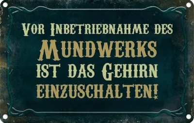 Produktbild von vianmo Blechschild 20x30 cm Vor Inbetriebnahme des Mundwerks Spruch Zitat