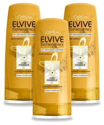Produktbild von 3 x L'Oréal Paris Elvive Extraordinary Oil Conditioner - Kokosöl - 200 ml - Vorteilspackung - 3 Stücke