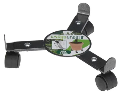 Immagine prodotto di Supporto per vaso con ruote regolabile grigio metallo (30 cm)