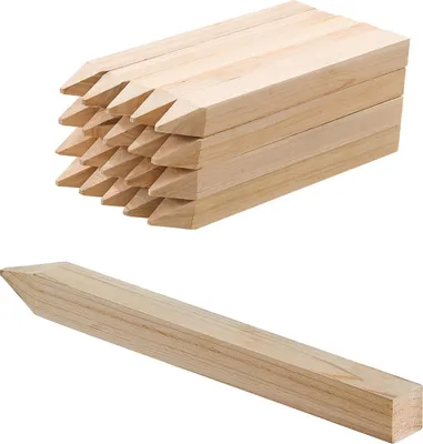 Image de SucceBuy Piquets en bois, 20 pièces, 25,4 x 25,4 x 304,8 mm Piquets en bois, poteaux en bois avec extrémité pointue, piquets de clôture en sapin, idéal pour les clôtures boueuses, les délimitations de jardin et les marquages
