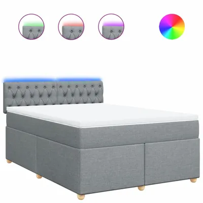 Produktbild von Boxspringbett mit Matratze Hellgrau 140x200 cm Stoff