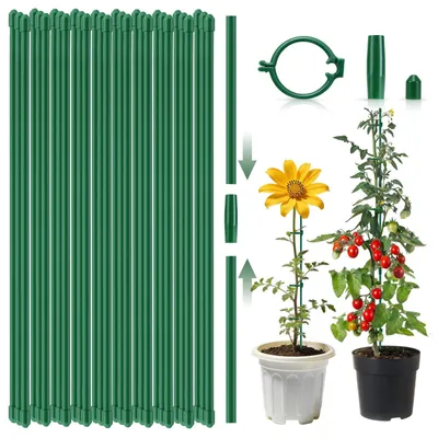 Produktbild von Rundes Set aus Pflanzstützen – 30 Stück mit Verbindern und Clips, 30 cm