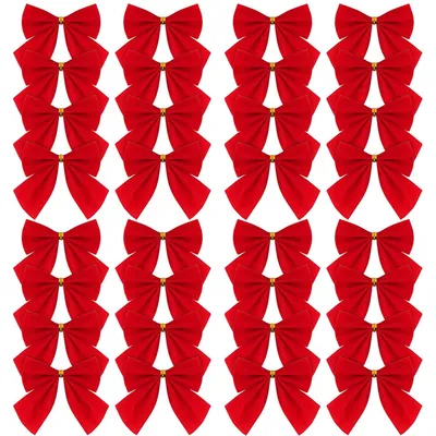 Samtschleifen rot 8x9 cm, 6 Stück für Weihnachtsbaum & Geschenke