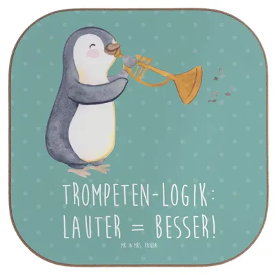 Produktbild von Mr. & Mrs. Panda Tischuntersetzer Trompeten Weisheit - Meeresbrise - Geschenk, Coaster, Instrument, laut, jazzig, Musikinstrumente, Untersetzer Gläser, Musik, Glas, für