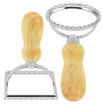 Ravioli-Ausstecher-Set mit Rollrädchen, 2 Formen, Aluminium