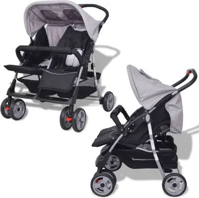 Immagine prodotto di Passeggino Gemellare in Acciaio Grigio e Nero