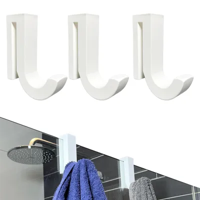 Produktbild von Handtuchhaken - 3er Set - Weiß - Handtuchhalter Badezimmer ohne Bohren