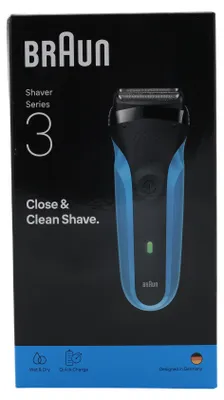 Zdjęcie produktu dla Braun Series 3 310s, Golarka foliowa, Czarny, Niebieski, Bateria, Niklowo-metalowo-wodorkowa (NiMH), 30 min, 1 h