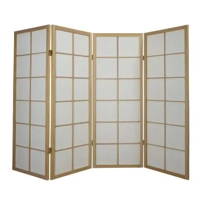 Image de Fine Asianliving Paravent japonais L180 cm x H130 cm en papier de riz Shoji naturel, 4 panneaux