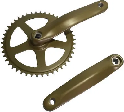 Produktbild von ALU Kettenradgarnitur Kurbelgarnitur Stahlkettenblatt 46 Zähne AL131mm in gold